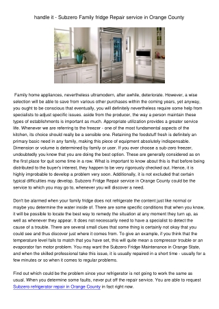 handleit-SubzeroFamilyfridgeRepairserviceinOrangeCounty