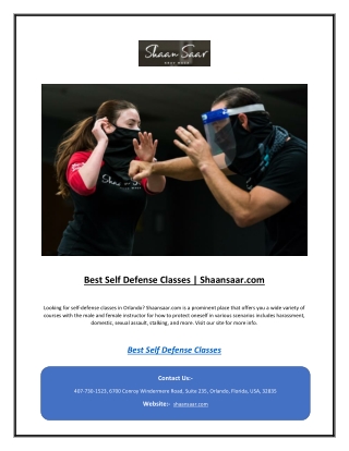 Best Self Defense Classes | Shaansaar.com