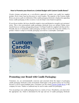 How to Promote your Brand on a Limited Budget with Custom Candle Boxes