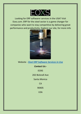 Steel Erp Software Services in Usa | Eoxs.com