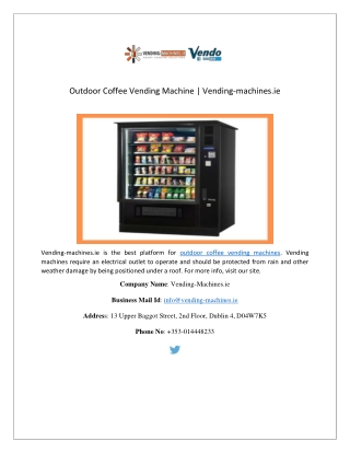 Outdoor Coffee Vending Machine | Vending-machines.ie