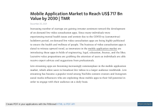 Mobile Application Market to Reach US$ 717 Bn Value by 2030