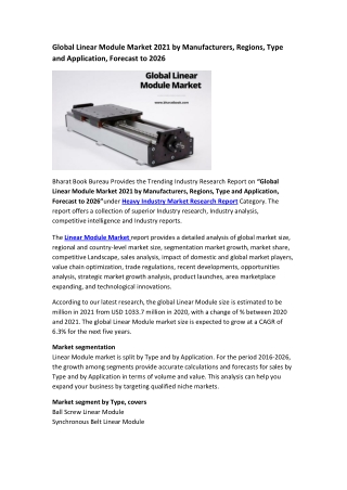 Global Linear Module Market Research Report 2021-2026