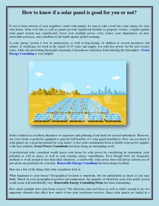 How to know if a solar panel is good for you or not?