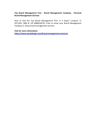 Top Brand Management Firm - Brand Management Company