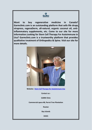 Stem Cell Therapy for Autoimmune Usa