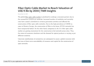 Fiber Optic Cable Market to Reach Valuation of US$ 15 Bn by 2030