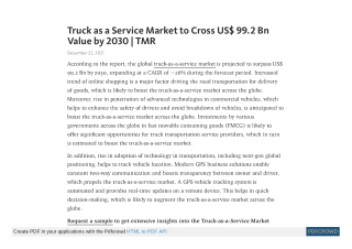 Truck as a Service Market to Cross US$ 99.2 Bn Value by 2030