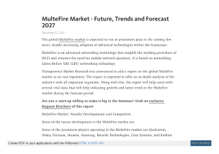 MulteFire Market - Future, Trends and Forecast 2027