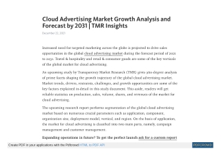 Cloud Advertising Market Growth Analysis and Forecast by 2031