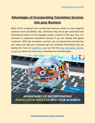 Advantages of Incorporating Translation Services into your Business