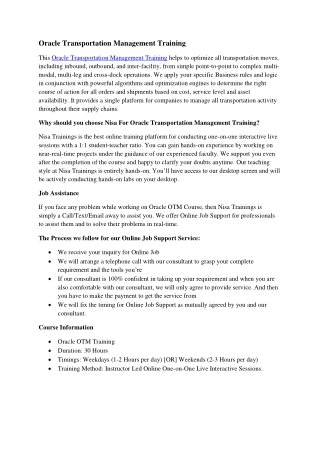 Oracle Transportation Management Training