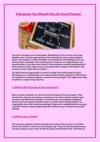 8 Reasons You Should Hire An Event Planner