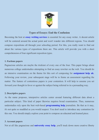 Types of Essays End the Confusion