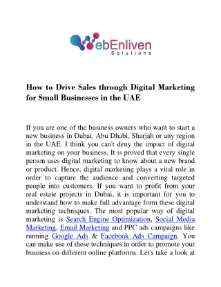 How to Drive Sales through Digital Marketing for Small Businesses in the UAE