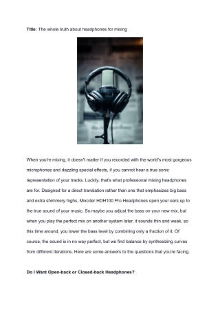 The whole truth about headphones for mixing