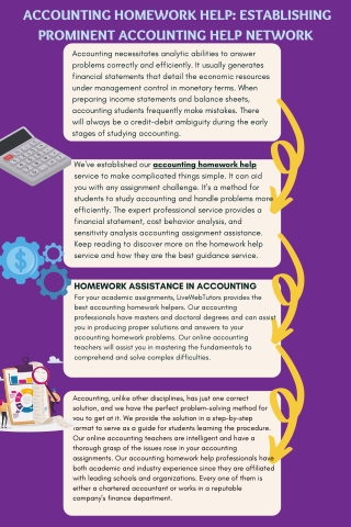 Hire the most excellent accounting homework help in the USA