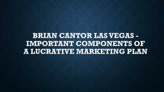 Brian Cantor Las Vegas - Important Components of a Lucrative Marketing Plan