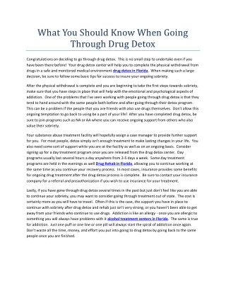 What You Should Know When Going Through Drug Detox