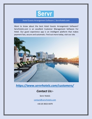 Hotel Guests Arrangement Software | Servrhotels.com