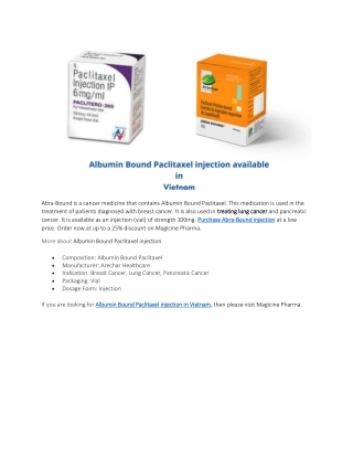 Albumin Bound Paclitaxel injection in Vietnam