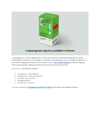L-Asparaginase injection available in Vietnam