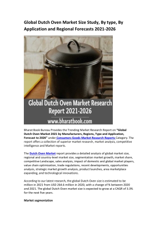 Global Dutch Oven Market Research Report 2021-2026