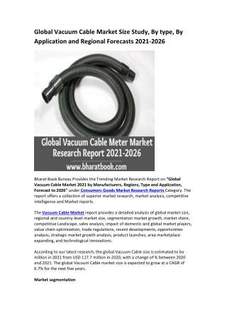 Global Vacuum Cable Market Research Report 2021-2026