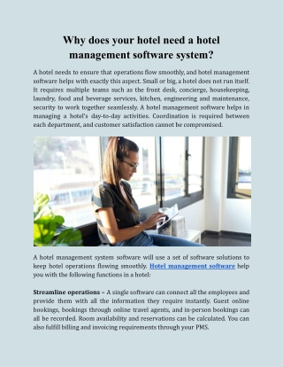 Why does your hotel need a hotel management software system?