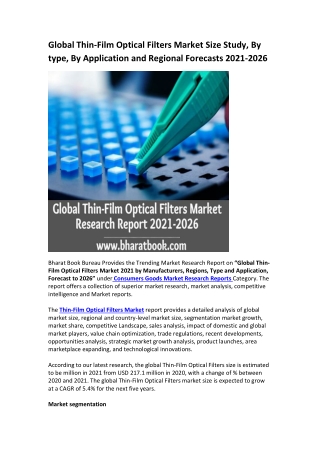 Global Thin-Film Optical Filters Market Research Report 2021-2026