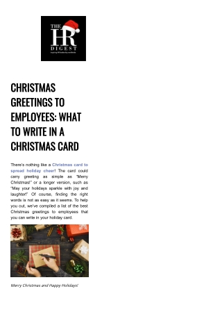 Christmas Messages and Greetings for Employees