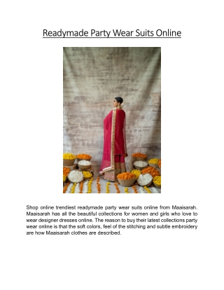 Readymade Party Wear Suits Online