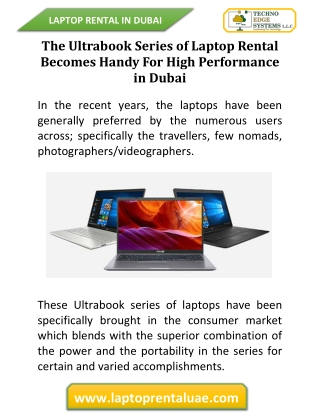 The Laptop Rental Becomes Handy For High Performance in Dubai