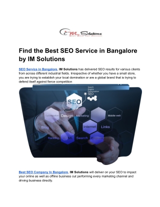Find the Best SEO Service in Bangalore by IM Solutions