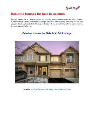 Beautiful House for Sale in Caledon