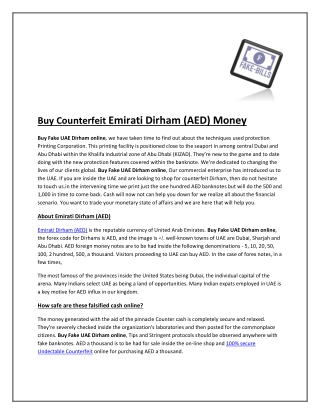 Buy Counterfeit Emirati Dirham