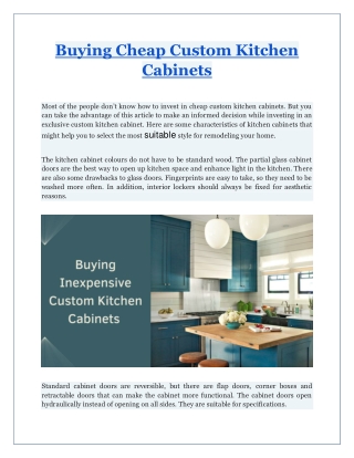 Buying Cheap Custom Kitchen Cabinets