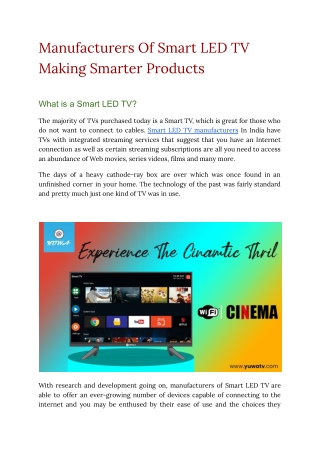 Manufacturers Of Smart LED TV Making Smarter Products
