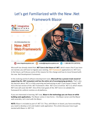 Let’s get Familiarized with the New .Net Framework Blazor