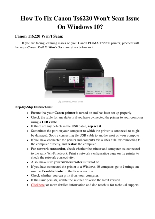 How To Fix Canon Ts6220 Won't Scan Issue On Windows 10?
