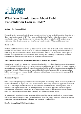 What You Should Know About Debt Consolidation Loan in UAE