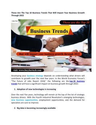 These Are The Top 10 Business Trends That Will Impact Your Business Growth Through 2022