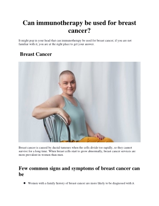 Can immunotherapy be used for breast cancer