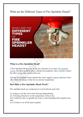 What are the Different Types of Fire Sprinkler Heads?