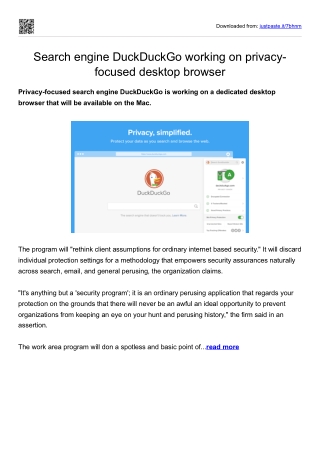 Search engine DuckDuckGo working on privacy-focused desktop browser