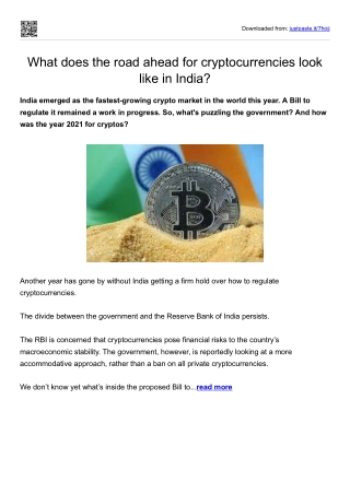 What does the road ahead for cryptocurrencies look like in india