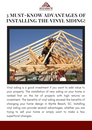 3 Must-Know Advantages Of Installing The Vinyl Siding!