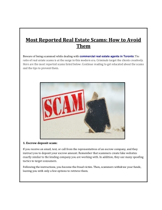 Most Reported Real Estate Scams: How to Avoid Them