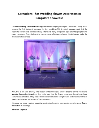 Carnations That Wedding Flower Decorators In Bangalore Showcase