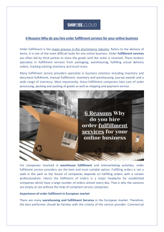 6 Reasons Why do you hire order fulfillment services for your online business